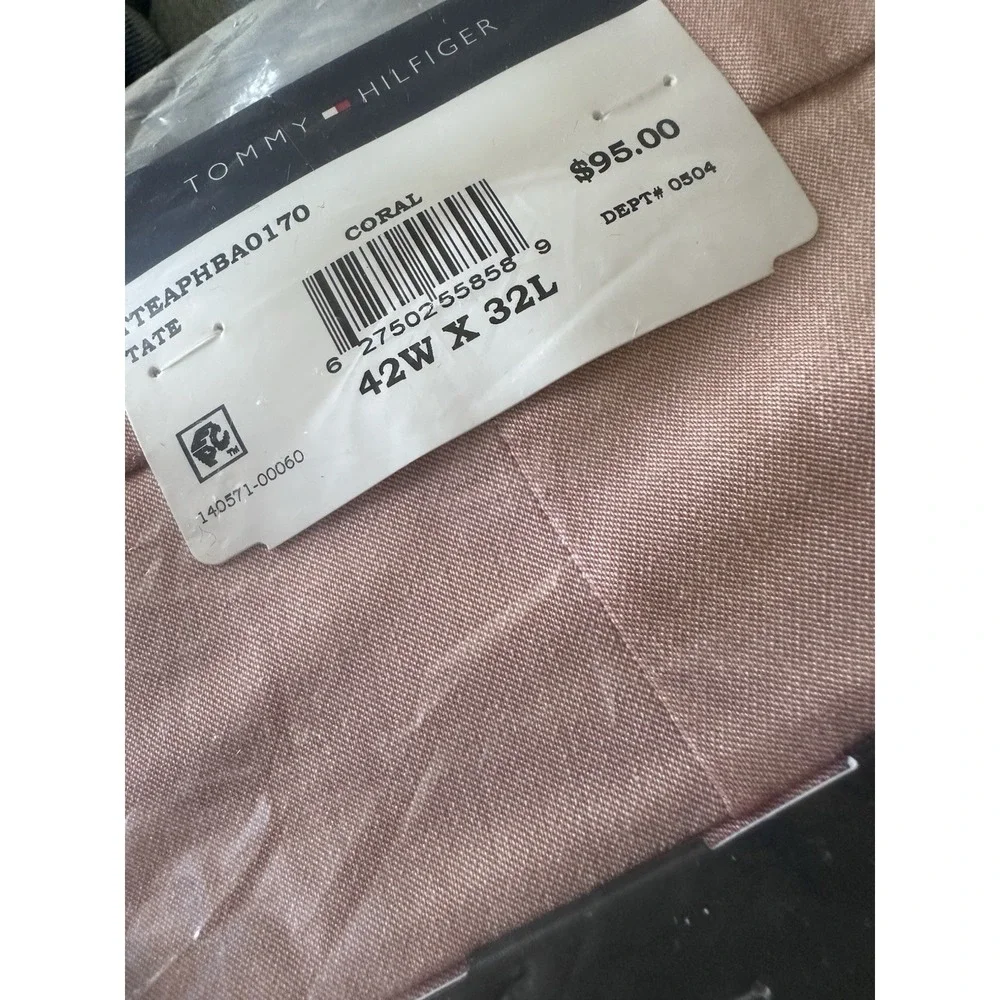 $95 NEW TOMMY HILFIGER Mens 42x32 Coral TH Flex Slim Dress Pants/Slacks